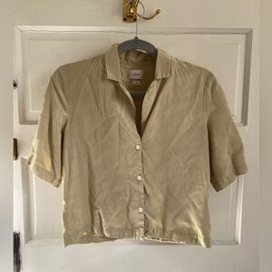 Wilfred Light Tan Button-Up Short Sleeve Top Size XS